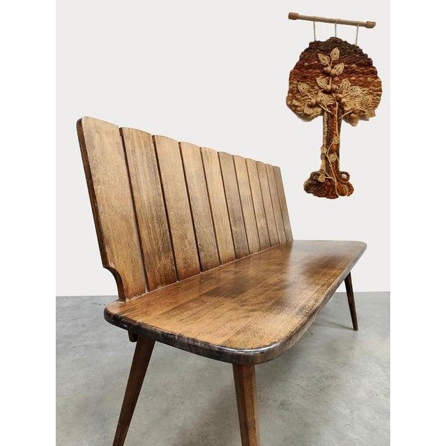 Wood Mid-Century Brutalist Oak Bench, 1960 For Sale - Image 7 of 7