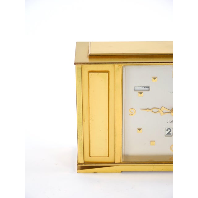 Mid-Century Modern Tiffany & Co. Gilt Bronze Rectangular Desk Clock With Volumatic Dial, Circa 1960 For Sale - Image 3 of 14
