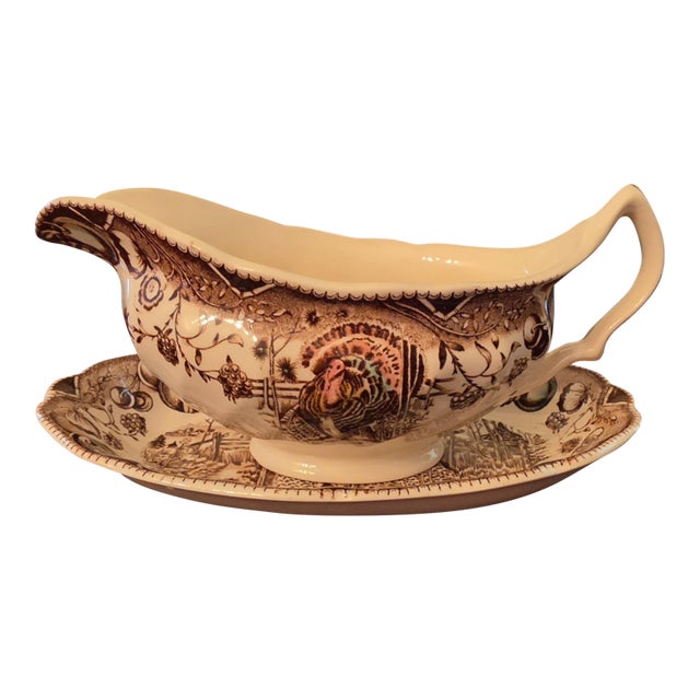 Vintage Johnson Brothers Gravy Boat and Relish Underplate England 2-Pieces For Sale