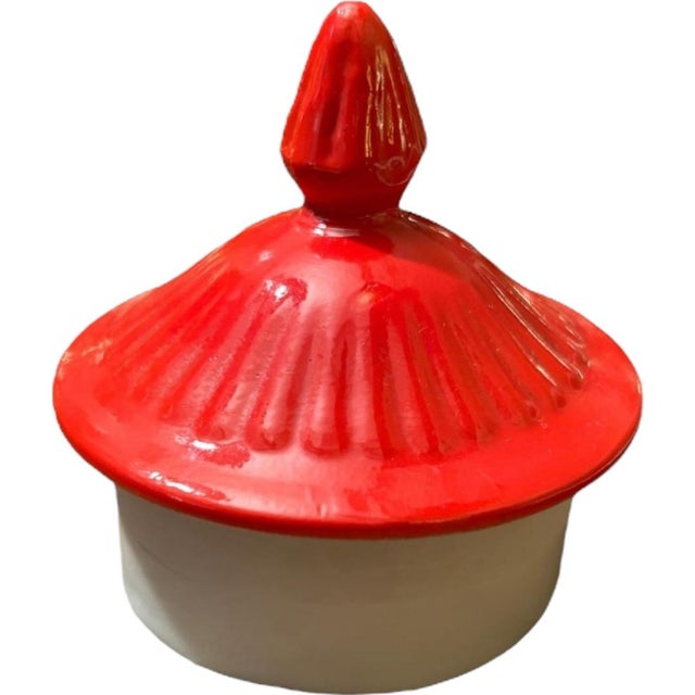 Vintage Hall Pottery Red Ribbed Tea Pot, Usa For Sale - Image 9 of 11