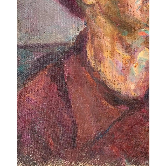 1960s Portrait Woman Large Portrait Oil Painting Original Socialist Realism Ukrainian Artist Sokolovsky G. 33-26 1960s For Sale - Image 5 of 6