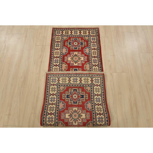 Kazak Runner 2’1” X 6’1” Red Wool Tribal Hand-Knotted Oriental Rug For Sale - Image 9 of 10