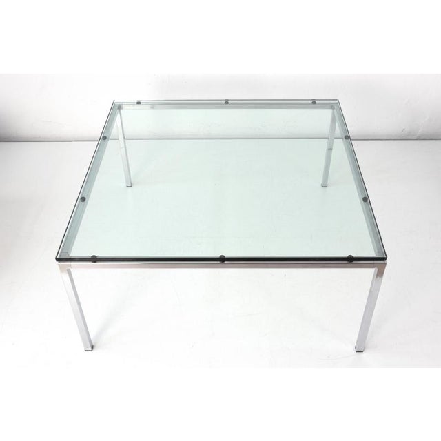 Metal Square Side Table with Glass Top, Germany, 1968 For Sale - Image 7 of 7