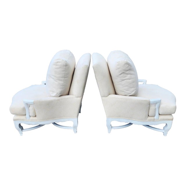 1990s A. Rudin Palm Beach Regency Lounge Chairs Pair For Sale