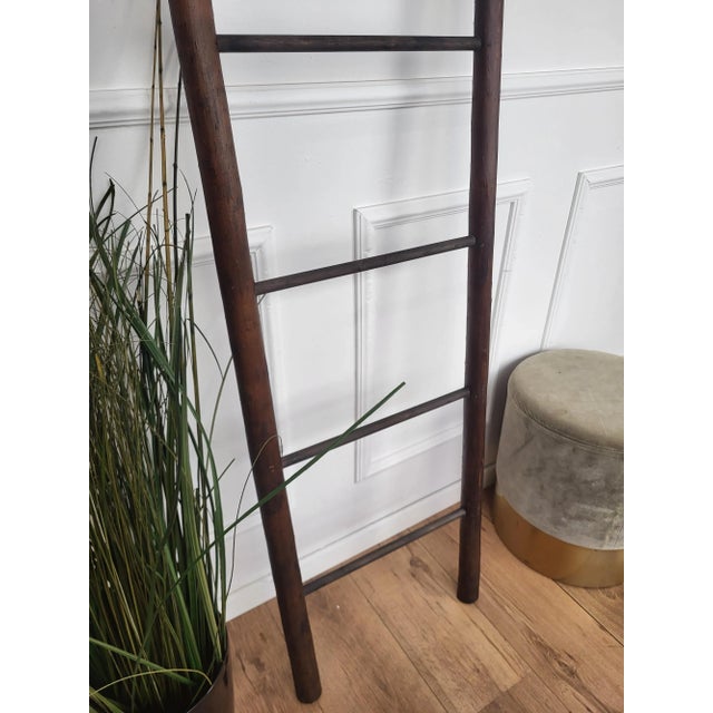 Wood Vintage Italian Rustic Wooden Ladder Stair Step, 1980s For Sale - Image 7 of 8