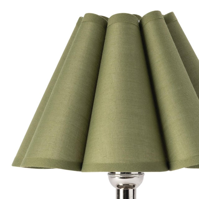 Contemporary Regina Andrew Giorgio Crystal Mini Lamp, Polished Nickel with Olive Scalloped Shade For Sale - Image 3 of 6