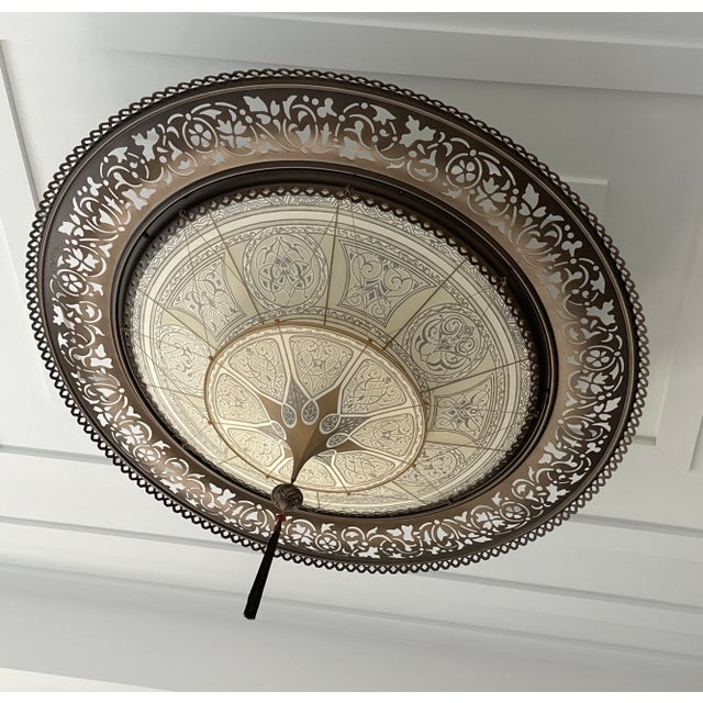 Art Nouveau Fortuny Scheherazade 2-Tier Silk Chandelier – Venezia, Italy – Handcrafted Designer Lighting For Sale - Image 3 of 15