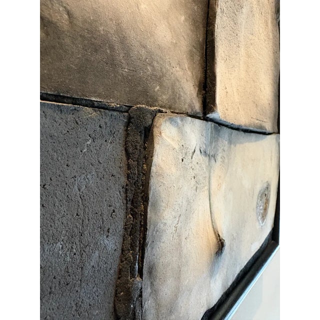 Geometric Raku Clay Tiles Mounted and Framed Wall Sculpture - 47x30 For Sale - Image 9 of 14