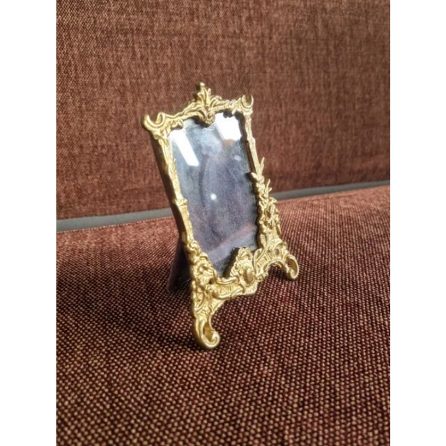 Metal Art Nouveau Brass Standing Photo Frame For Sale - Image 7 of 7