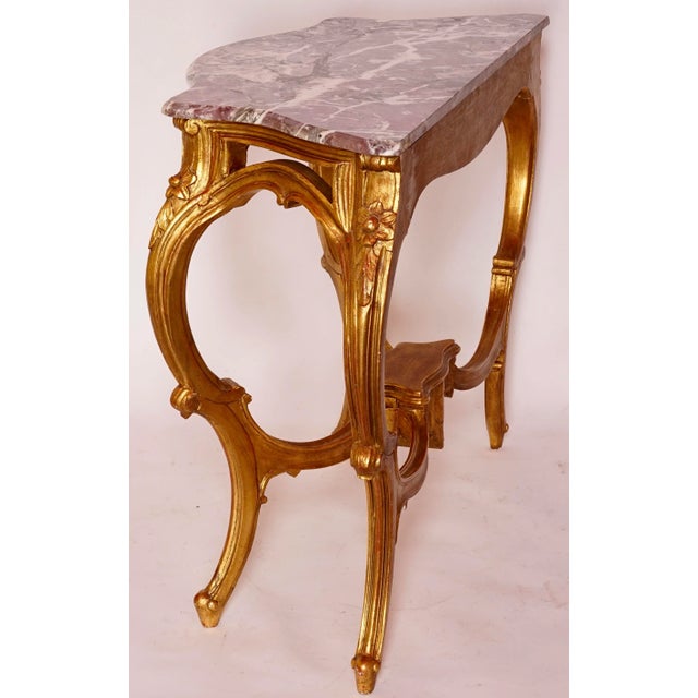 Mid 20th Century Vintage French Regency Console Table With Marble Top For Sale - Image 10 of 13
