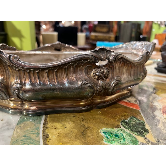Bronze Victor Saglier (French, 1809-1894) Silvered Bronze Centerpiece or Planter For Sale - Image 8 of 10