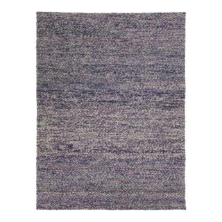 Contemporary Texture Wool Rug Handmade With Purple and Blue Allover Design For Sale