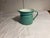 1940s Vintage Large Enamelware Pitcher Aqua With White Interior Double Gold Stripes For Sale - Image 5 of 7