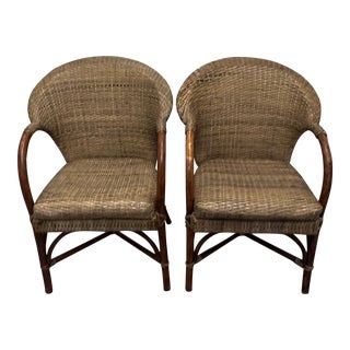 Pair of Woven Arm Chairs For Sale