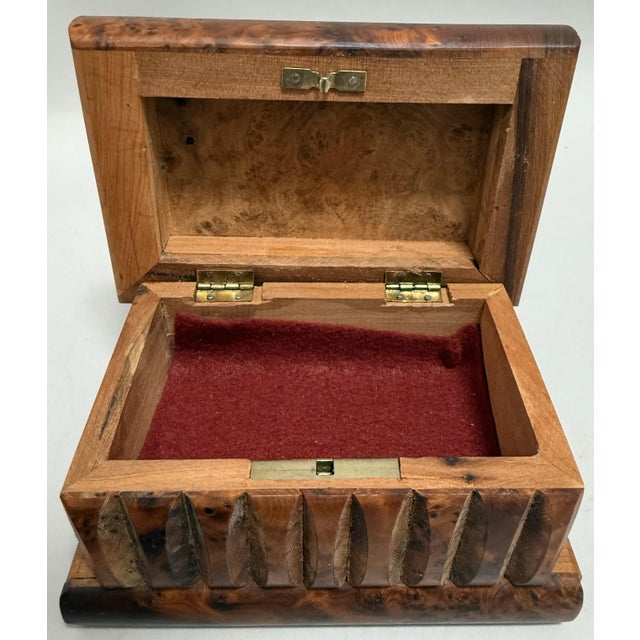 Wood Early 20th Century Vintage Moroccan Book-Form Burlwood Box in Burled Amboyna For Sale - Image 7 of 11