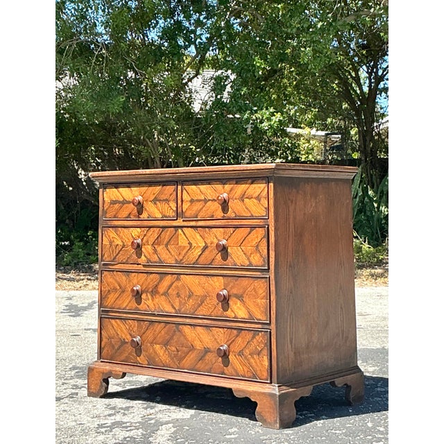 Late 20th Century Vintage Boho Herringbone Chest of Drawers For Sale - Image 5 of 10