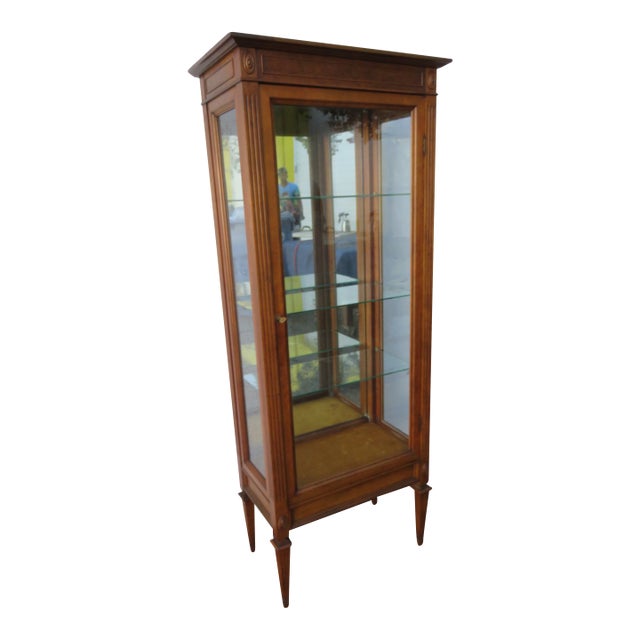 Hollywood Regency Tall Maple Bookcase Display Shelf Cabinet 5902 For Sale