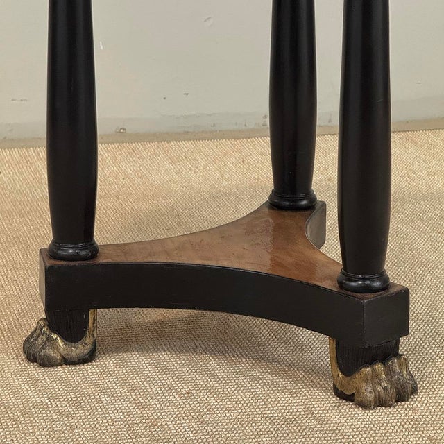 French Art Deco Period Empire Style Round End Table With Birdseye Maple Top For Sale - Image 12 of 18