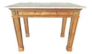 Swedish Marble Top Pine Console Table With Bronze Mounts