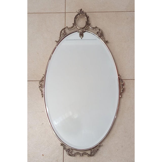 Mid-Century Oval Wall Mirror in Brass with Angel Friezes, Italy, 1977 For Sale - Image 11 of 11