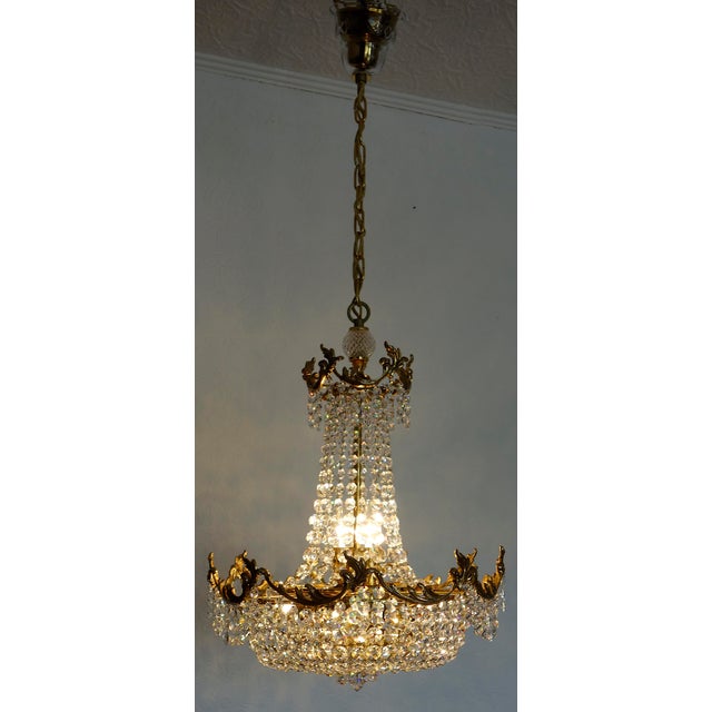Brass Lead and Crystal Chandelier from Palwa, 1970s For Sale - Image 13 of 15