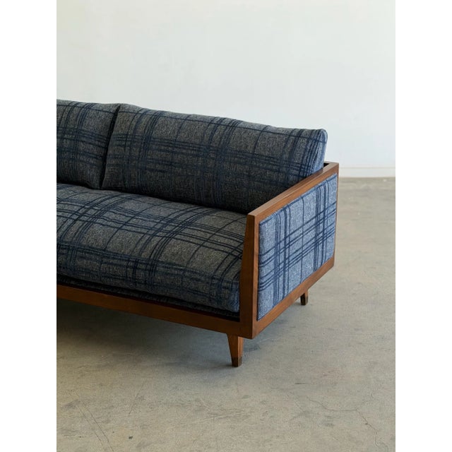 W80 D30.5 H34 SW74 SD20.5 SH18.5 AH26 Fully restored encased sofa perfect for a new home. Featuring new multiple blue...