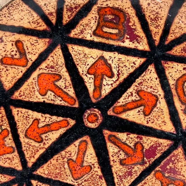 1960s Midcentury Modern Copper Enamel Busy Arrow Art Plate For Sale - Image 4 of 6