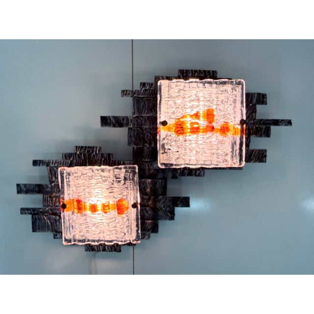 Poliarte Brutalist Two-Light Wall Lamp by Albano Poli for Poliarte, 1960s For Sale - Image 4 of 14