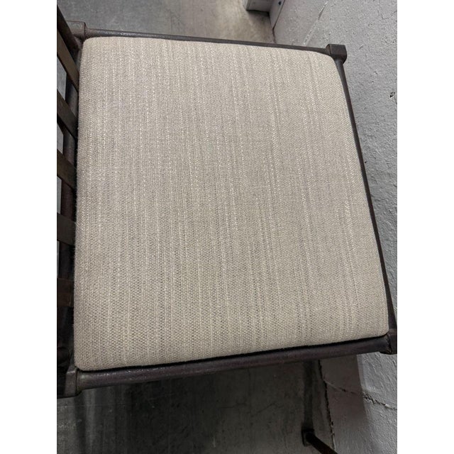 Metal Pair Antique Iron Chairs With Holly Hunt Upholstery For Sale - Image 7 of 10