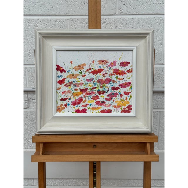 Red Colourful Abstract Flowers on White Background by Contemporary British Artist 2021 For Sale - Image 8 of 14