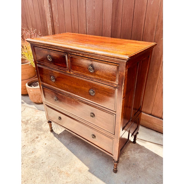 Antique nesting high boy dresser, 5 drawers, lower drawer with base nests the rest of the dresser (2 piece dresser or...