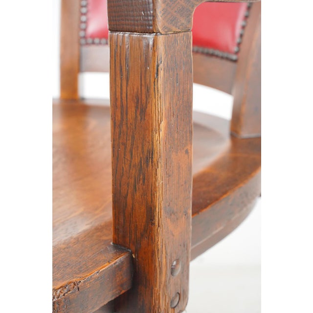 Early 20th Century Early 20th Century Quarter Sawn Oak Swivel Office Chair For Sale - Image 5 of 11