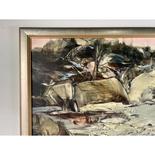Brown 1980's Geoffrey Smith " April Cove Silence " Oil Painting, Framed For Sale - Image 8 of 13
