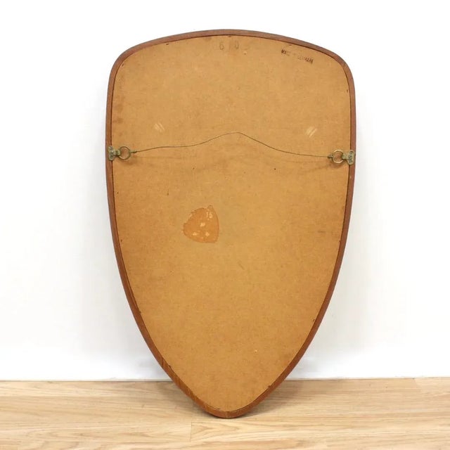 Mid Century Danish Teak Sculpted Shield Mirror For Sale - Image 9 of 10