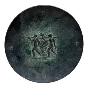 1950s Fritz Nuss Bronze Wall Art Plate Harvest Maidens Carrying Grapes