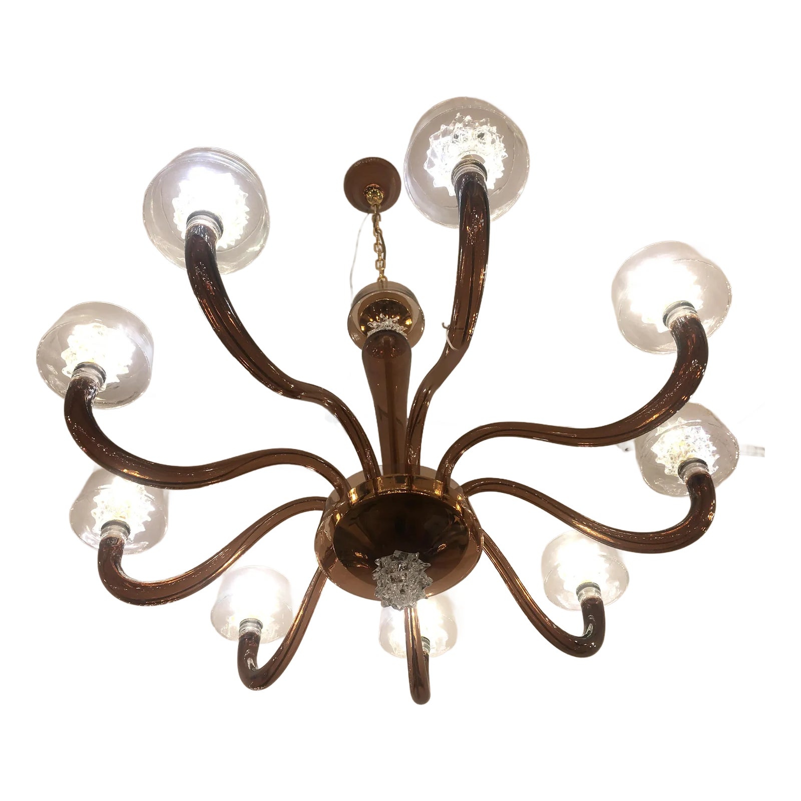 Contemporary Brown Murano Glass Chandlier With 