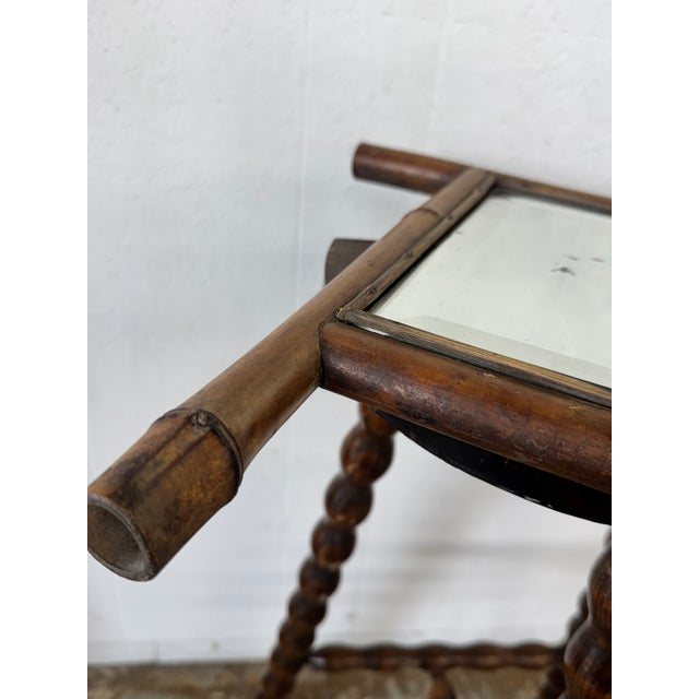 Vintage French Petite Faux Bamboo Beveled Wall Mirror For Sale - Image 9 of 12