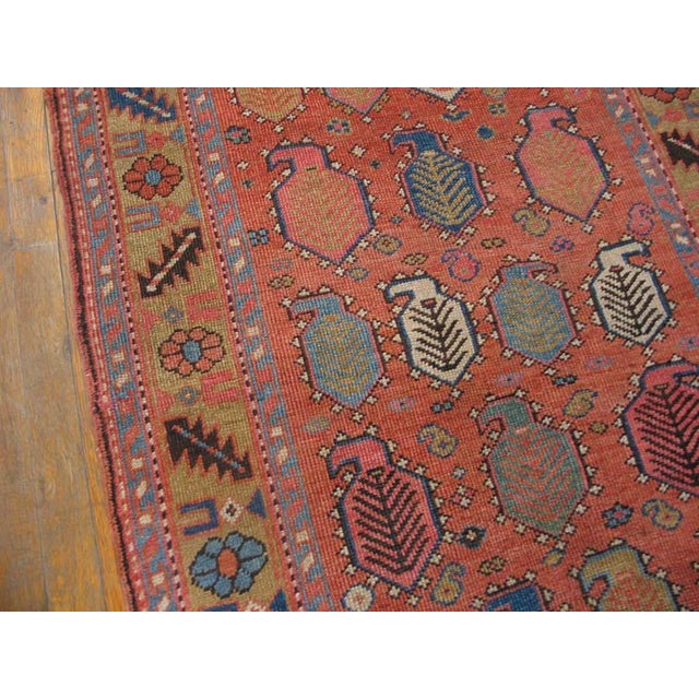Tribal 1890s Orange Salmon Tribal Paisley Antique n.w. Persian Bakshaiesh Rug 3'4" X 12'6" Handknotted Wool Carpet For Sale - Image 3 of 6