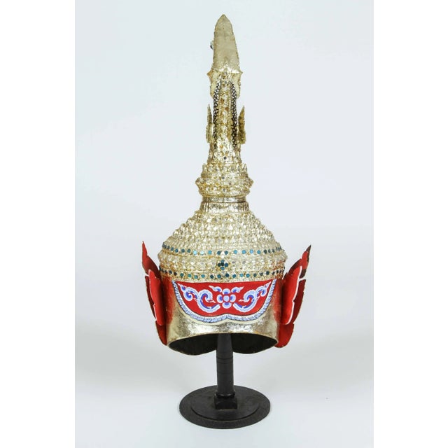 Metal Gilt Thai Demon Mask Dance Headdress Crown For Sale - Image 7 of 9