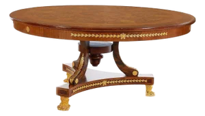 Regency Style Marquetry, Burl and Bronze-Mounted Center Table, 20th Century