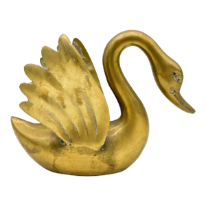 Vintage Hollywood Regency Brass Swan Sculpture | Mid-Century Modern Figurative Decor - Hollywood Regency, Neoclassical