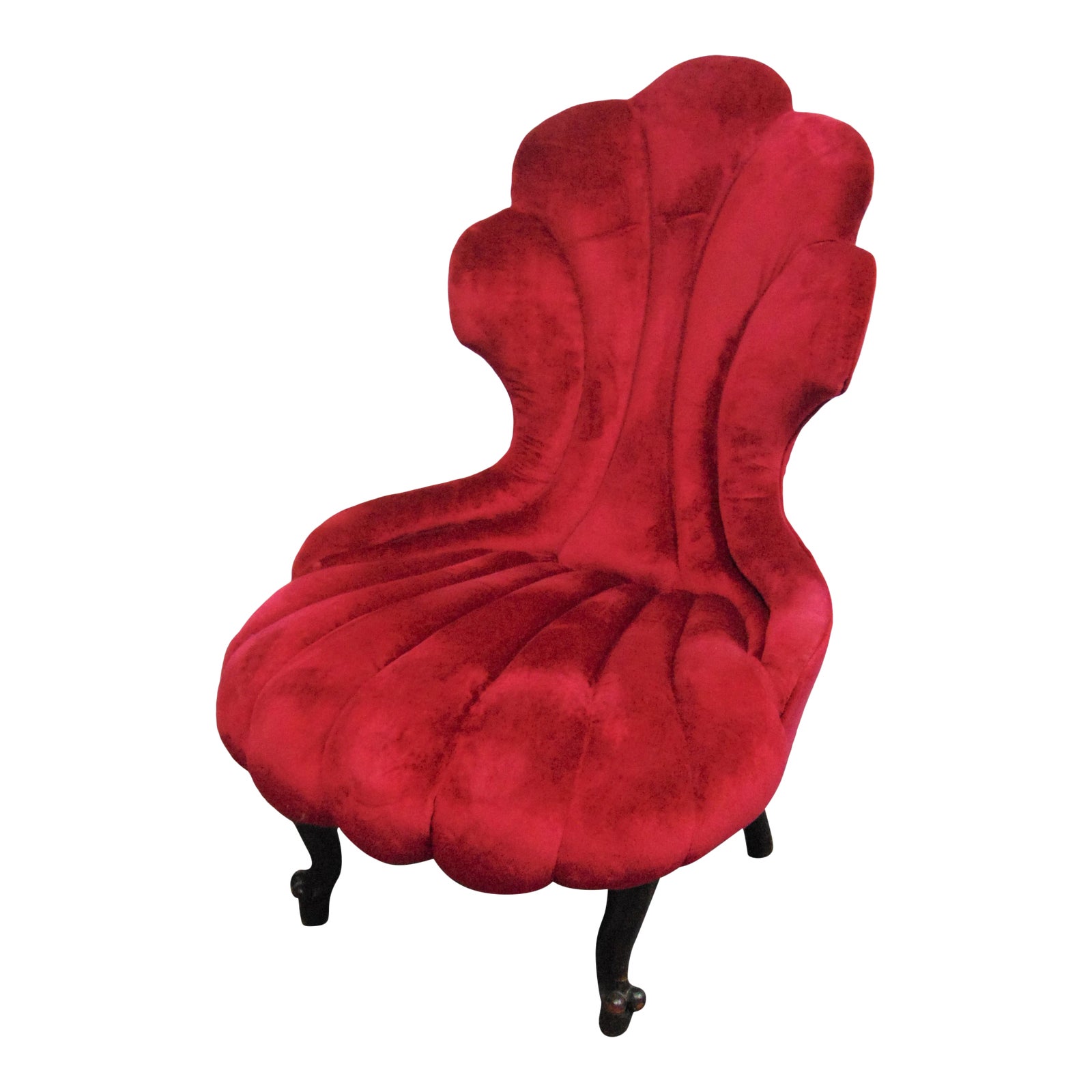 Victorian Shell Form Red Velvet Slipper Chair Chairish
