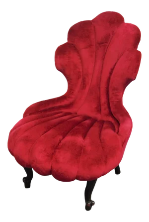 Victorian Shell Form Red Velvet Slipper Chair