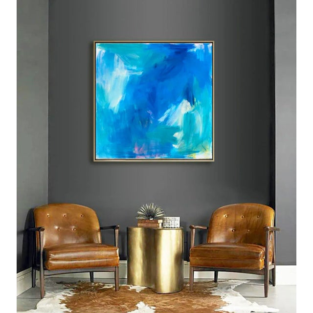 Blue "Jet Stream" by Trixie Pitts Large Abstract Expressionist Seascape Oil Painting For Sale - Image 8 of 12