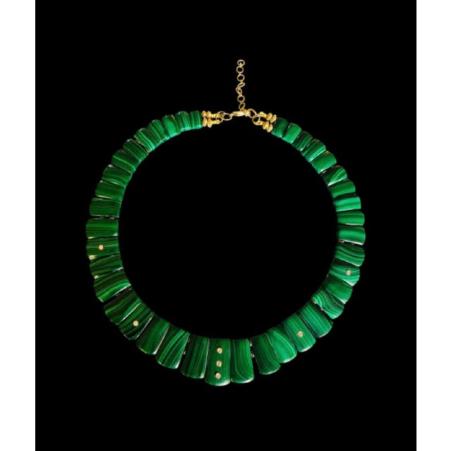 The Cleopatra Malachite Collar Necklace With Diamonds & 14k Gold For Sale In New York - Image 6 of 12