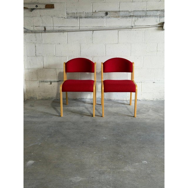 Beautiful pair of vintage Danish modern dining chairs manufactured by Duba, Denmark in 1999. These sculptural Scandinavian...