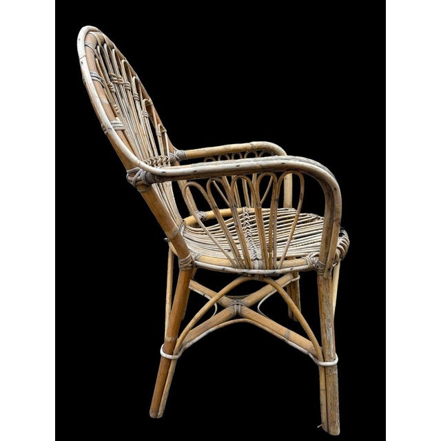 Wood Rattan Armchairs & Table, 1960s, Set of 3 For Sale - Image 7 of 18