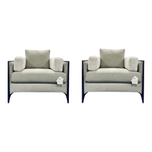 Caracole Modern Gray Bolster Me Club Chairs Pair