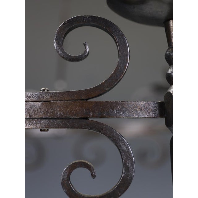 Black 19th Century Gothic Revival Hand-Forged Wrought Iron Corona Chandelier, 1880 For Sale - Image 8 of 18