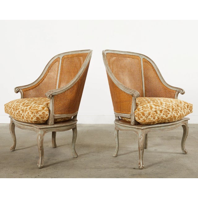 Tan Pair of Hendrix Allardyce Key West Caned Bergere Armchairs For Sale - Image 8 of 12